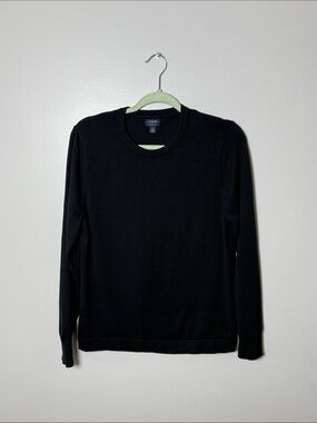 J. Crew Black Cotton Knit Crewneck Pullover Size Small